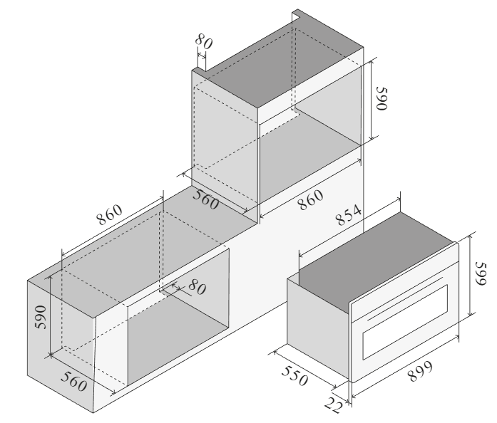 ILVE Pro Line 90 cm multifunksjonsovn – måltegning 1