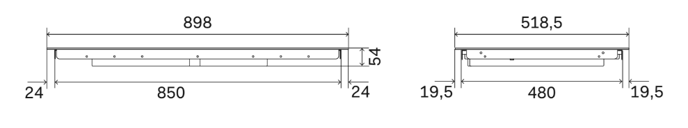 Induction hob - 90 cm - built-in with 6 zones and touch control  – måltegning 1