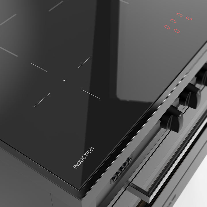 Komfur - Pro Line - 90 cm - Induktion - 5 zoner, 2 ovne & skuffe - Grafit mat