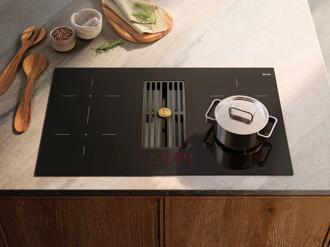 ILVE 83 cm innebygget induksjonstopp med 4 soner og integrert hette