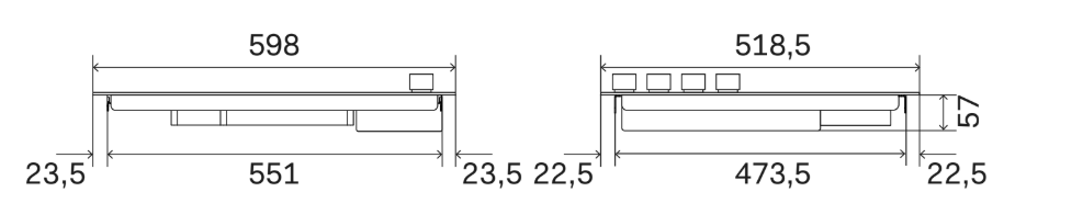 ILVE Professional Plus 60 cm built-in induction hob with 4 zones in glass ceramic  – måltegning 1