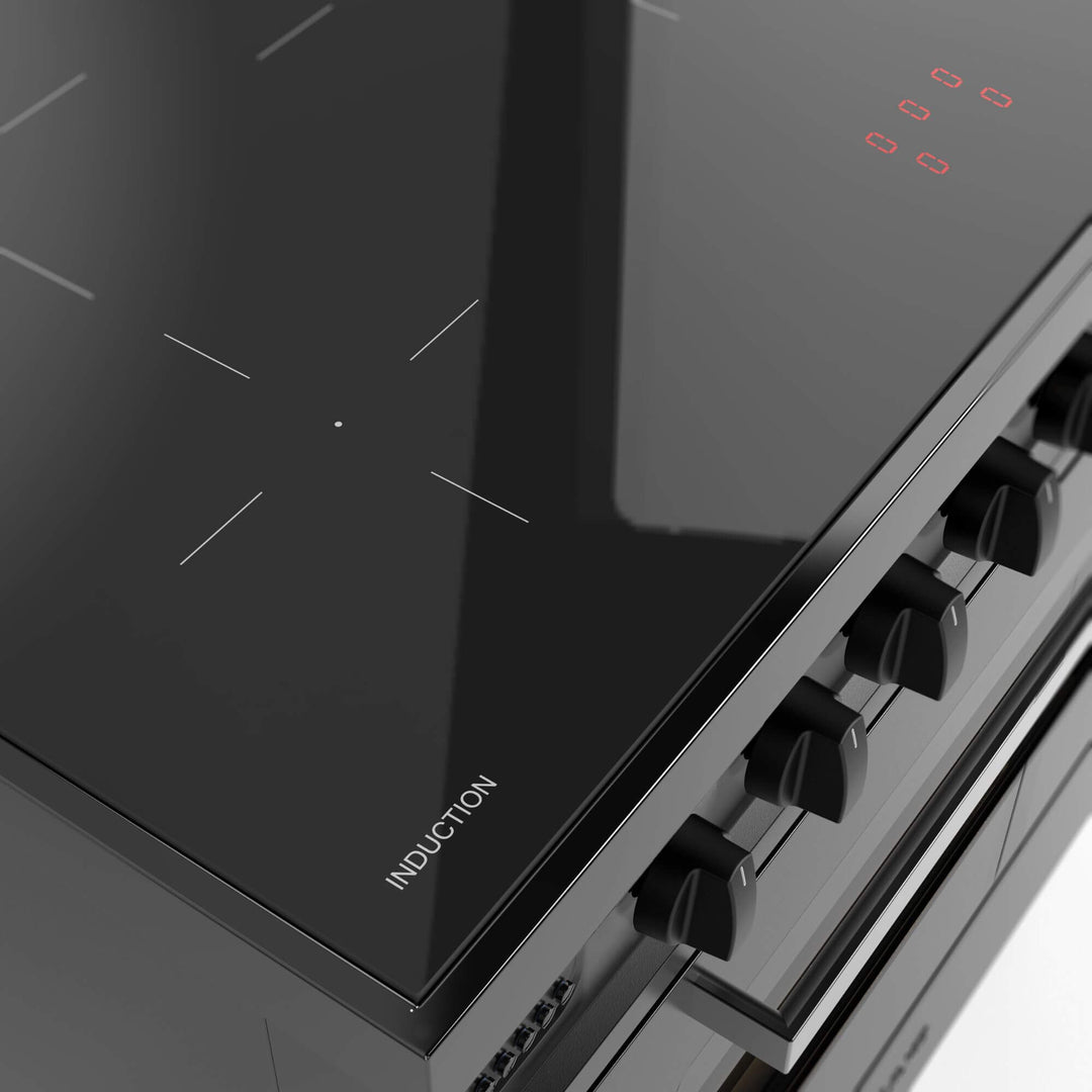 Stove - Pro Line - 90 cm - Induction - 5 zones, large oven compartment &amp; drawer - Graphite Matt