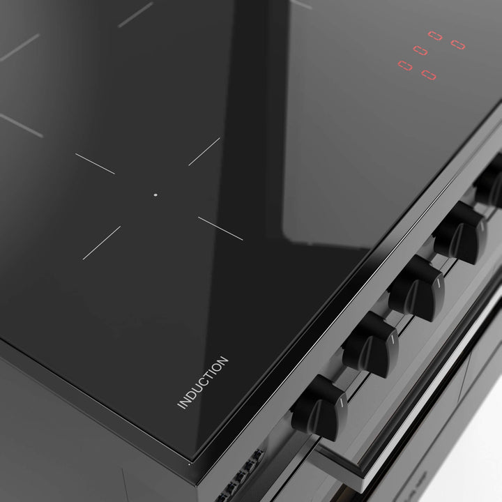 Stove - Pro Line - 90 cm - Induction - 5 zones, large oven compartment &amp; drawer - Graphite Matt