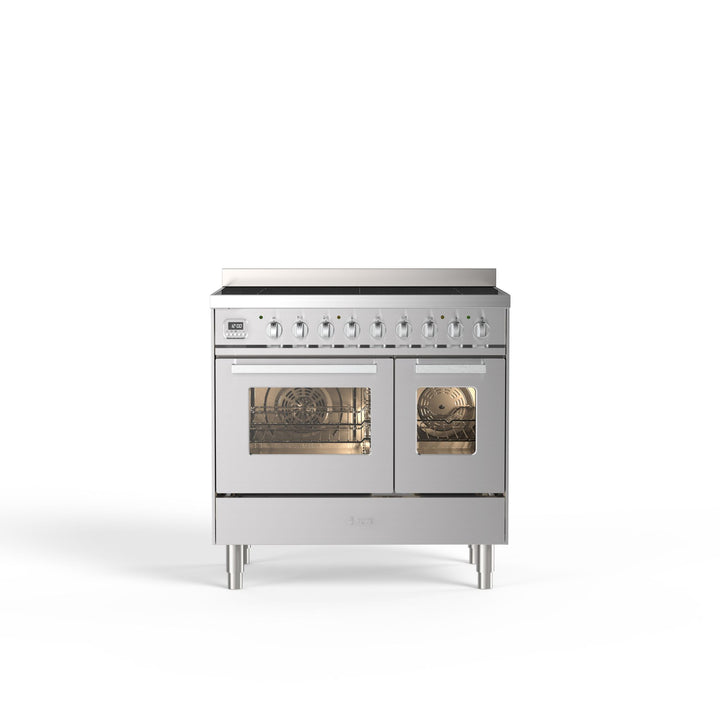 Komfur - Pro Line - 90 cm - Induktion - 5 zoner, 2 ovne & skuffe - Rustfrit stål