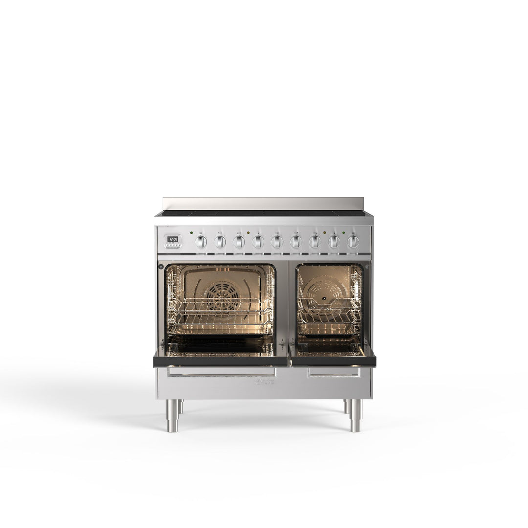 Komfur - Pro Line - 90 cm - Induktion - 5 zoner, 2 ovne & skuffe - Rustfrit stål